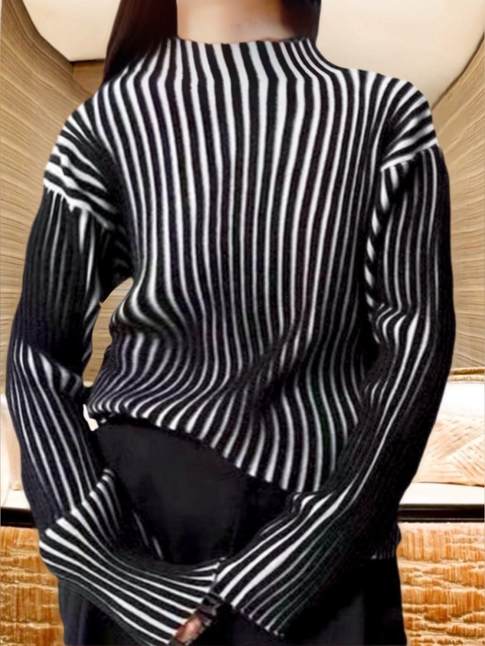 Slim Ribbed Stripe Sweater.